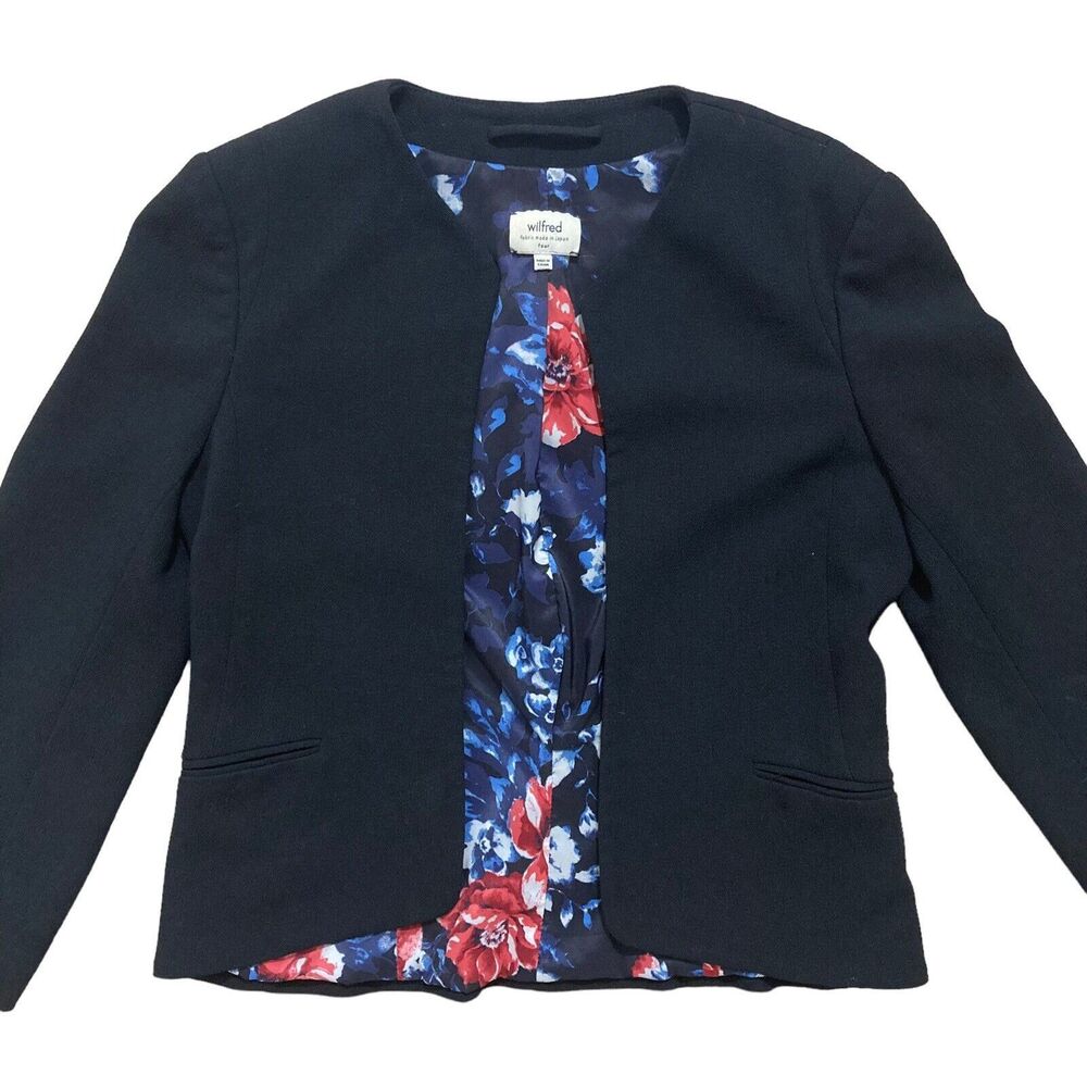 Aritzia Wilfred Women’s Size 4 Exquis Crepe Open Front Blazer Jacket Black